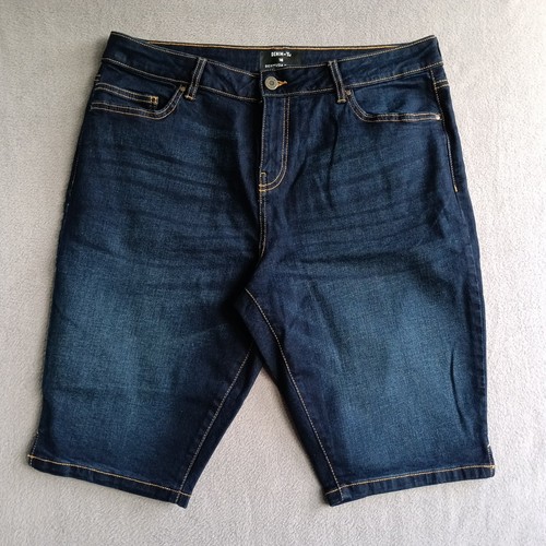 TU Bermuda Schuhe Damengröße 16 dunkelblau Stretch Denim hoher Bund MOM 12" Bein