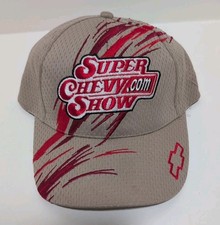 Super Chevy Show Assn Hat Cap Adjustable Chevrolet Embroidered Tan Red