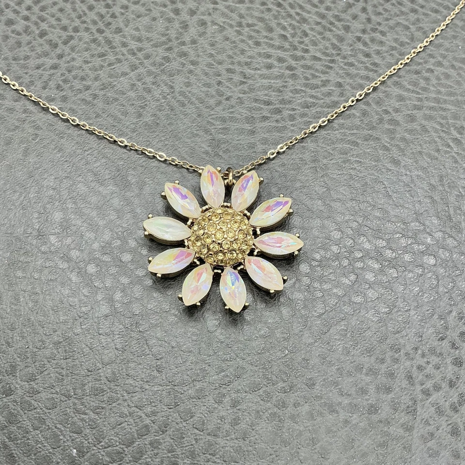 Collar Colgante Betsey Johnson Margarita Girasol Mujer Tono Dorado AB Estrás Foto 4 de 4