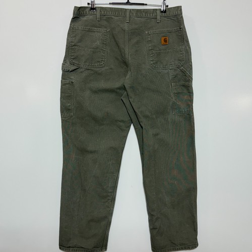 Pantalones Carhartt Para Hombres 38X32 Verde Carpintero Lona Doble Rodilla Pelele Ropa de Trabajo - Imagen 3 de 9