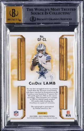 2023 PANINI GOLD STANDARD GOLD FINGERS AUTOS #12 CEEDEE LAMB /25 BGS 8.5 - Picture 2 of 2