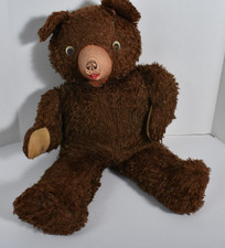 Vintage sweet 1950s large 24" brown plastic nose / face teddy bear