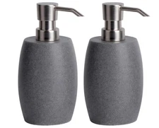 Sandstone Textured Resin Soap Dispenser with Metallic Pump and Waterproof Bot...