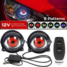 Devil Eyes LED headlights dynamic remote control 6 modes of lenses Blink lights