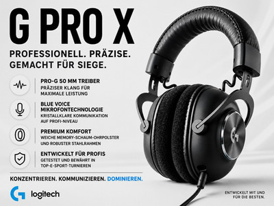 Logitech G PRO X Gaming-Headset Kopfhörer mit Mikrofon