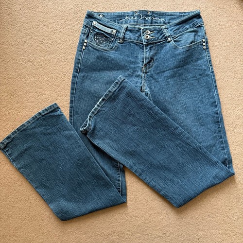Jane Norman Y2K Bootcut Jeans Size 12 Low Rise Mcbling Embellished Denim 2000s - Picture 1 of 14