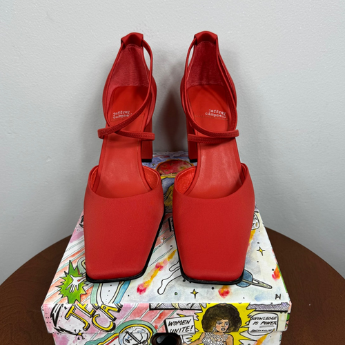 New Jeffrey Campbell Popular Square-Toe Heel Pump Rust Neoprene Women's Size 11 - Picture 2 of 7
