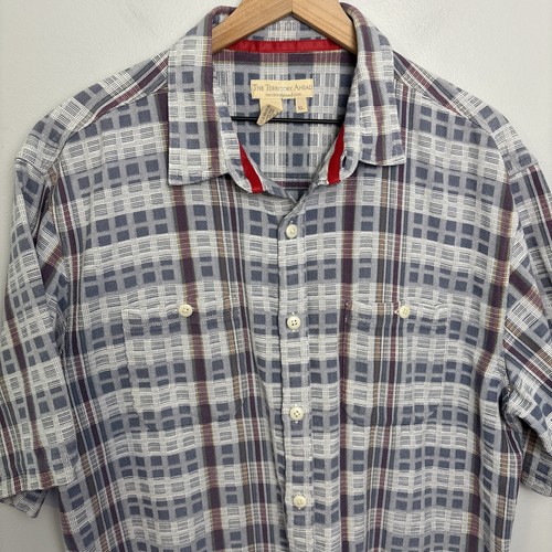 The Territory Ahead Men’s XL Button Up Short Sleeve Shirt Blue Plaid - Picture 10 of 10