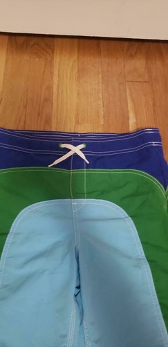 Lands End Boys 10-12 Medium Lined Color Block Swim Trunks Youth Adjustable Waist - Picture 3 of 9