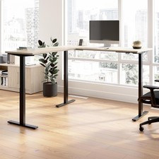Move 60 Series 72W L Shaped Standing Desk in Natural Elm - Engineered Wood