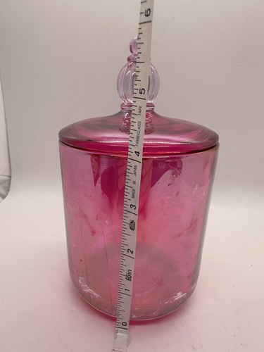 Voluspa rosa Glas Apotheker Glas mit Deckel 6" irisierend Kerzenbehälter - Bild 8 von 11