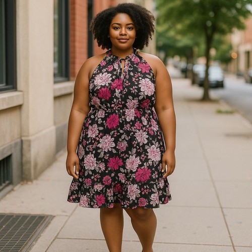 Lane Bryant Pink and Black Ruffled Tiered Sundress 14 - Picture 1 of 10