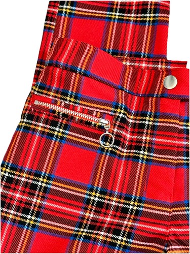 "Pantalones a cuadros H&M rojos, negros, azules y amarillos talla 6 29"" pierna cónica usados en excelente estado" - Imagen 6 de 13