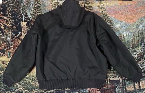 Vintage Carhartt J133 Black Nylon Hooded Active Jacket Men's 2XL Y2K Workwear - Picture 12 of 17
