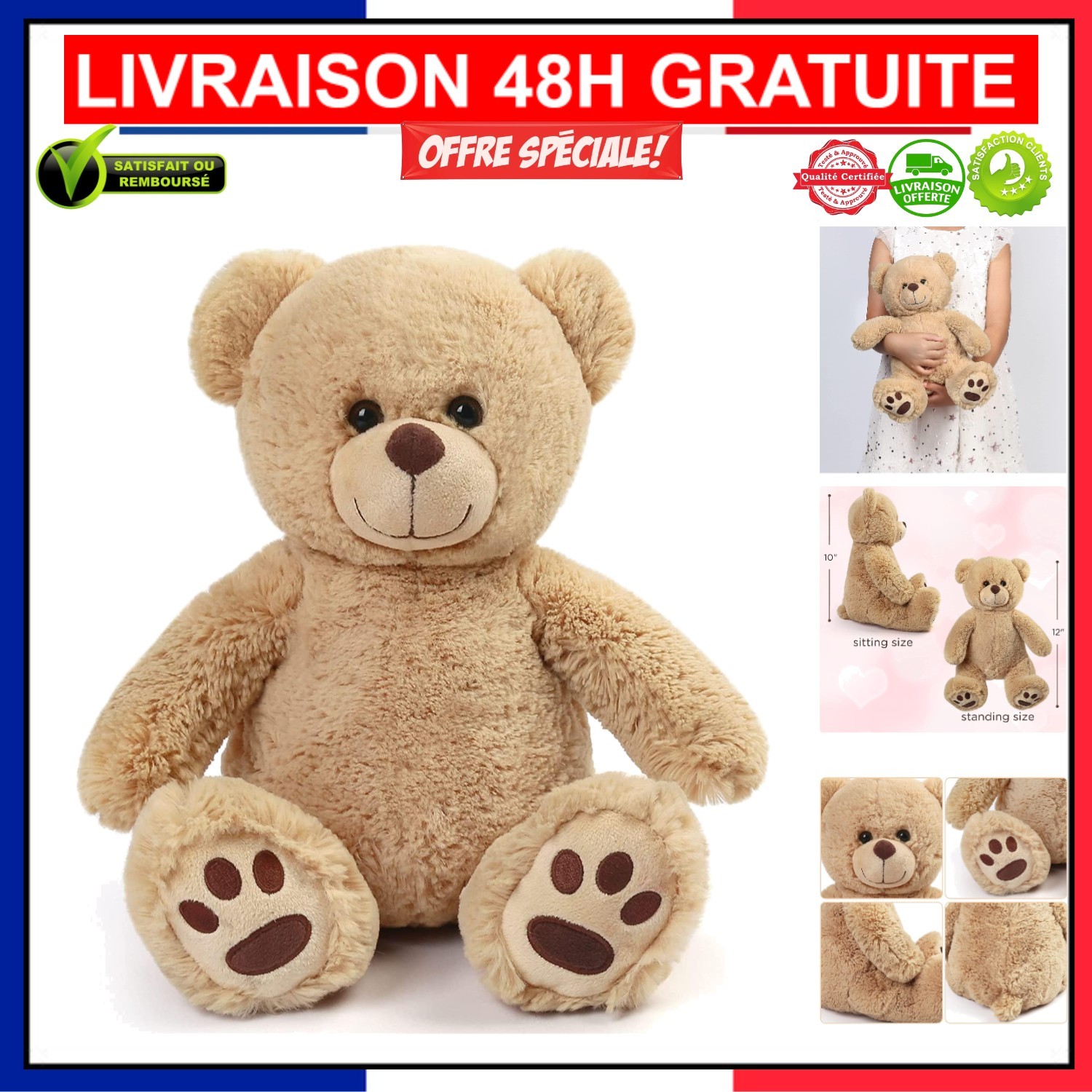 Ours en peluche LotFancy contre les peurs nocturnes et terreurs du sommeil