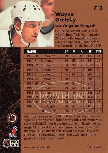 1991-92 Parkhurst #73 Wayne Gretzky - Bild 2 von 2