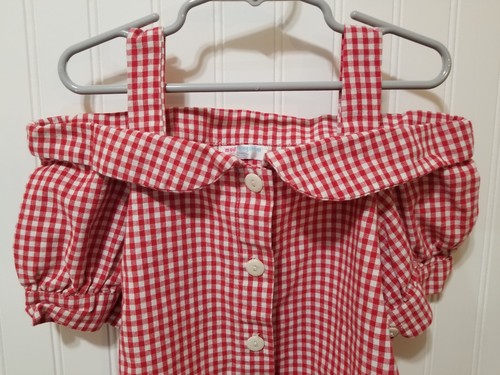 Mud Kingdom Girls Top Shirt Red Gingham Plaid - Size 130/ 5T - Free Shipping! - Picture 2 of 6