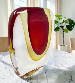30.5cm Murano Sommerso Art Glass 20th Century Submerged Freeform Vase 10.1kg
