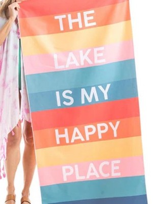The Lake Is My Happy Place Quick Dry Beach Towel