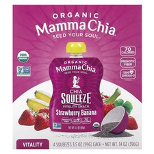 Organic Chia Squeeze Vitality Snack, Strawberry Banana, 4 Pack, 3.5 oz (99 g)
