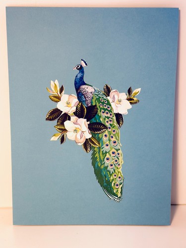 For Origami Pop Cards Asian Blue Peacock Happy Birthday Pop Up Celebration Card  - Bild 2 von 12