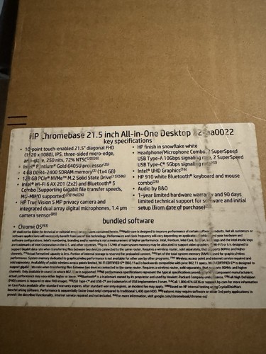 HP 22-aa0022 21.5" FHD Touch Intel Pentium Gold 6405U 4GB 128GB SSD Chrome OS - Picture 3 of 3
