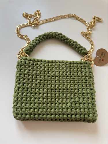 Grüne handgefertigte Häkeltasche für Damen - Bild 3 von 7
