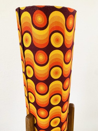 Retro Fabric Midcentury Style Rocket Floor Lamp 60s 70s 120cm Teak Legs - Picture 9 of 9