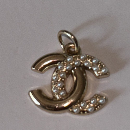 Chanel Vintage Zipper Pull Button Charm goldfarben CC mit Perlen 20mm - Bild 1 von 3