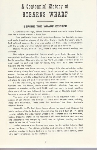 A CENTENNIAL HISTORY OF STEARNS WHARF, SANTA BARBARA-1972 - Picture 2 of 3