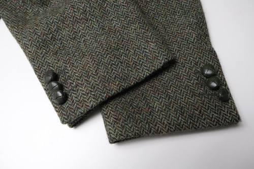 HARRIS TWEED X GURTEEN Blazer Men's XLARGE Lined Green Herringbone Pure Wool - Picture 7 of 10