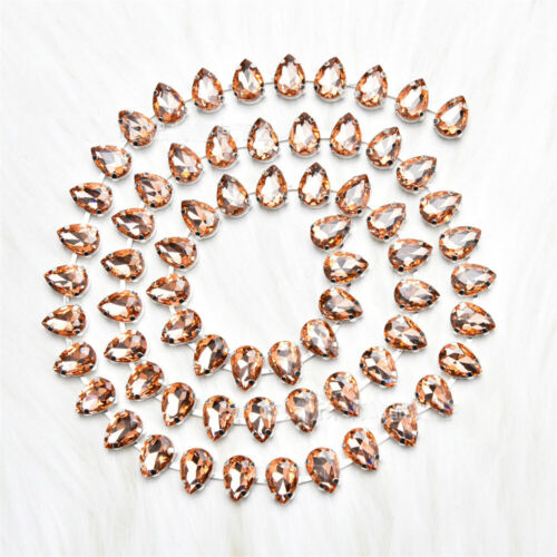 1M Crystal Rhinestone Chain 10X14mm Diamante Bead Trim DIY Jewelry Ornament Art - Picture 18 of 21