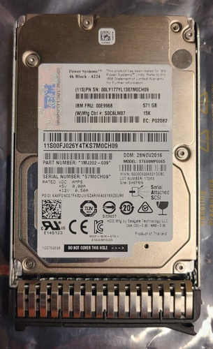 IBM 00E9968 FC# ESFE 571GB 15K RPM SAS SFF-3 HDD 4K Block (4224) IBM i - Imagen 1 de 2
