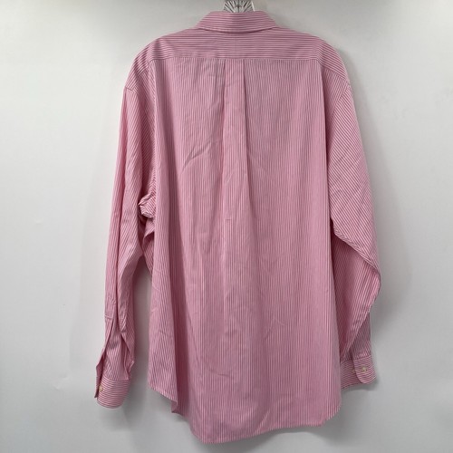 Ralph Lauren Men's 17 1/2 Classic Fit Pink White Stripe Long Sleeve Button Shirt - Picture 3 of 5