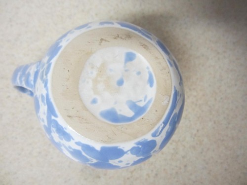 BENNINGTON POTTERS BLUE MORNING GLORY AGATE SMALL CREAMER PITCHER 3 3/8 " - Picture 4 of 6