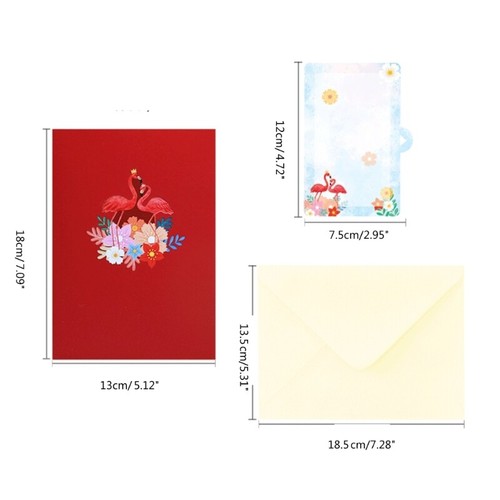 Birthday Cards Florals Flamingo Popup Greeting Cards Gift Cards for Valentines - Picture 8 of 10