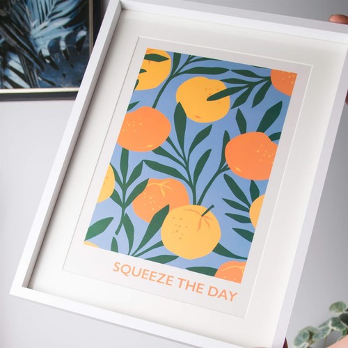 Squeeze The Day White Framed Wall Art 40x30cm Lemons Oranges Fruits - Picture 2 of 7
