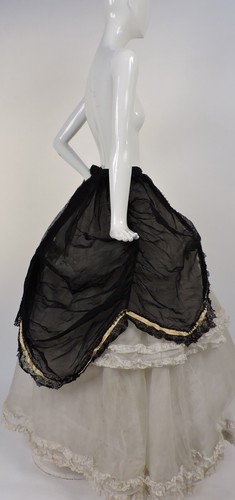 ANTIQUE VICTORIAN 1860’S POLONAISE BUSTLE OVERSKIR
