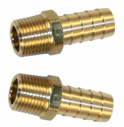 (2) Messing 1/4" NPT Außengewinde x 5/16" Schlauch Widerhaken Verschraubung Kraftstoff Luft Wasser Getriebe  - Bild 1 von 2