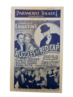 1935 Cinema Programme Ruggles of Red Gap - Charles Laughton / Wednesday's Child