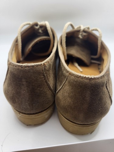 Vintage Hush Puppies Men Bowlin Shoe 7 N Brown Suede Leather Steel Shank - Picture 4 of 10