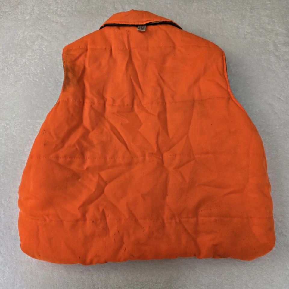 Vtg Reversible Woodland Camo Camouflage Blaze Orange Insulated Vest XL - Image 4 of 4
