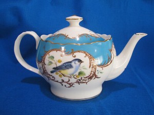 Porcelain Teapot By Grace's Teaware Ocean Blue With Bird