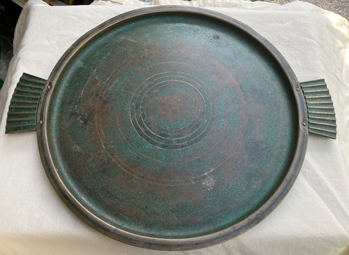 Seltenes Vintage Carl Sorensen Art Deco großes Bronze Tablett Grünspan Patina #211