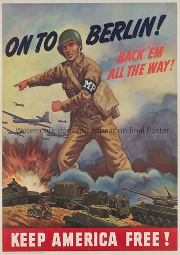 Poster WWII propaganda print US Army soldier Berlin battle man trench uniform - Picture 4 of 10