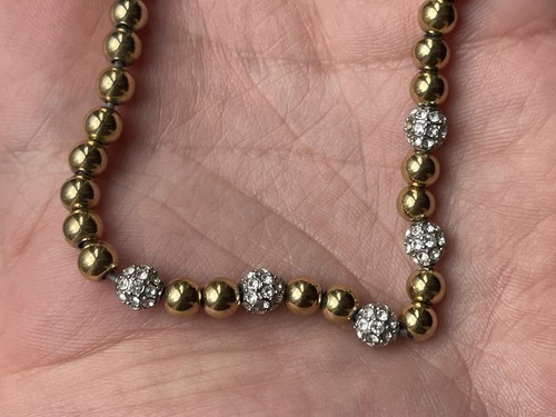 DESIGNER SIGNED MICHAEL KORS GOLD SILVER TONE BEAD STRETCH SLIDER BRACELET - Picture 5 of 6