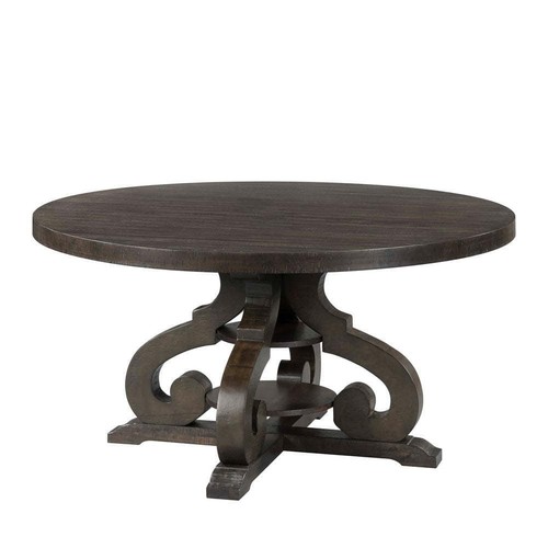 Unbranded Dining Table 60" L X 30" H, Wood Frame Stanford Round Smokey Walnut - Picture 4 of 6