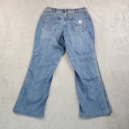 Carhartt Jeans Womens 4 ( Fit 28 X 25 ) Blue Stretch Denim Regular Relaxed Fit - Picture 3 of 21