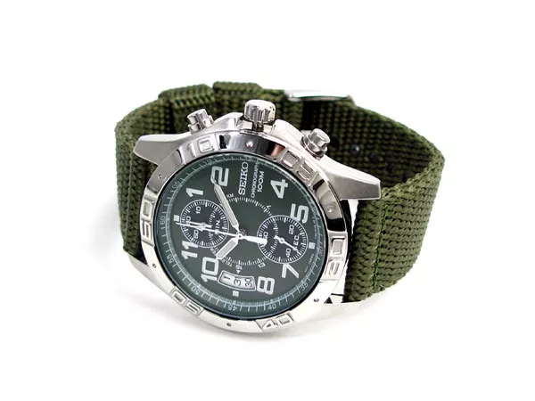 Seiko snda27 green nylon band 100m chronograph men's watch sale
