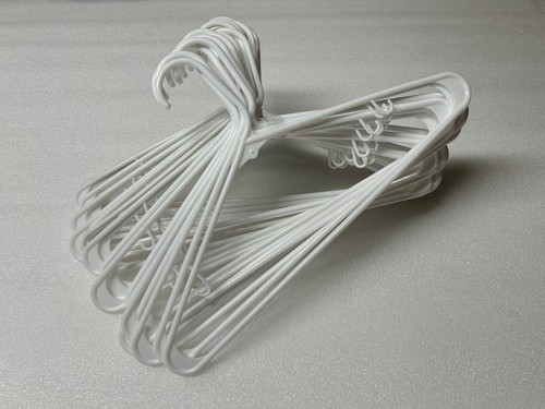 25pk Heavy Duty White Plastic Hangers w/ Hooks Clothing Closet Tubular Adult - Picture 2 of 7